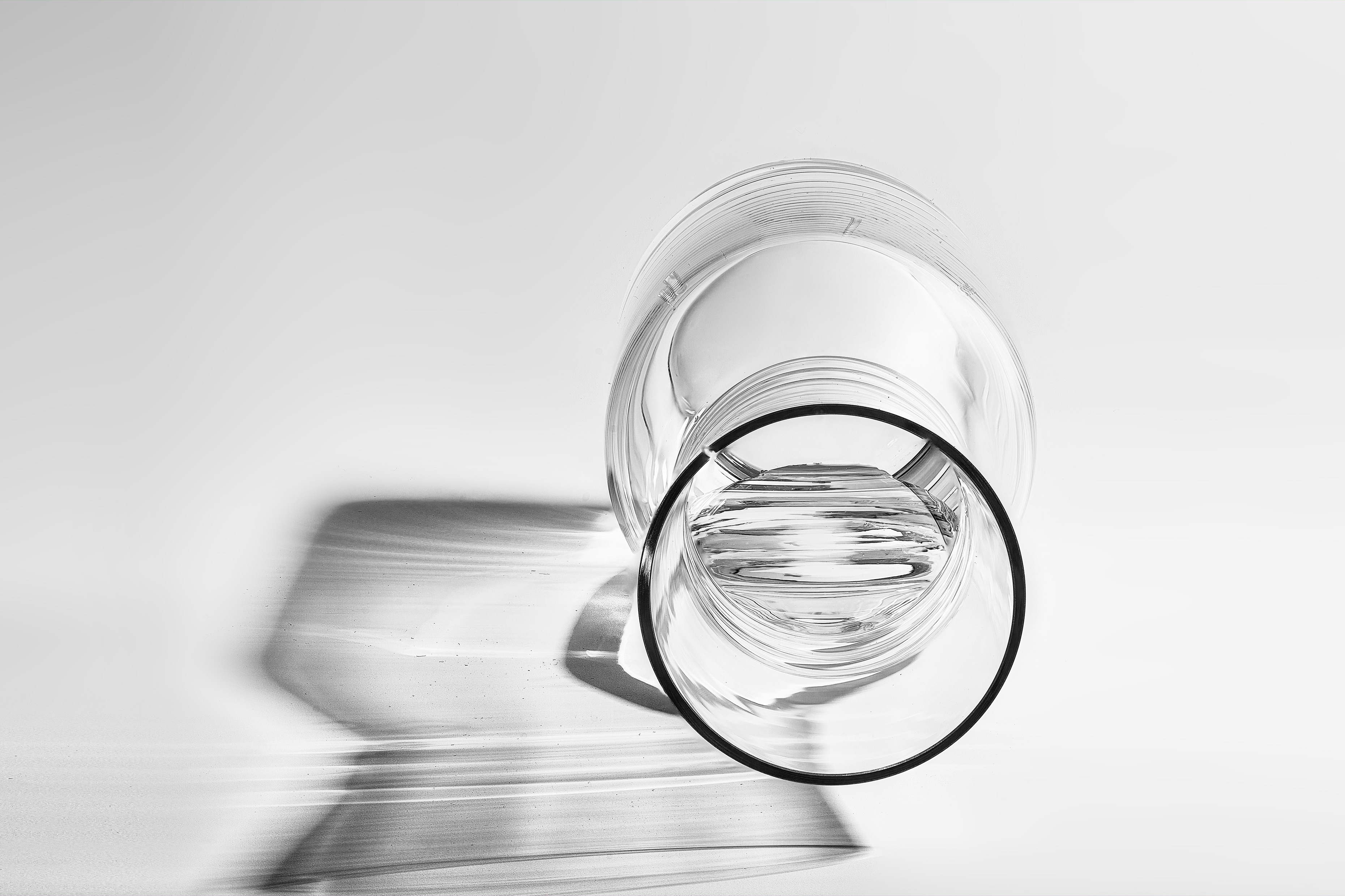 Top view of glass water carafe showing circular opening