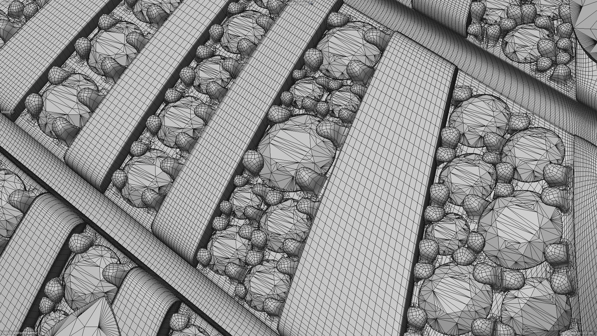 •	detailed wireframe of gemstone setting and surface topology