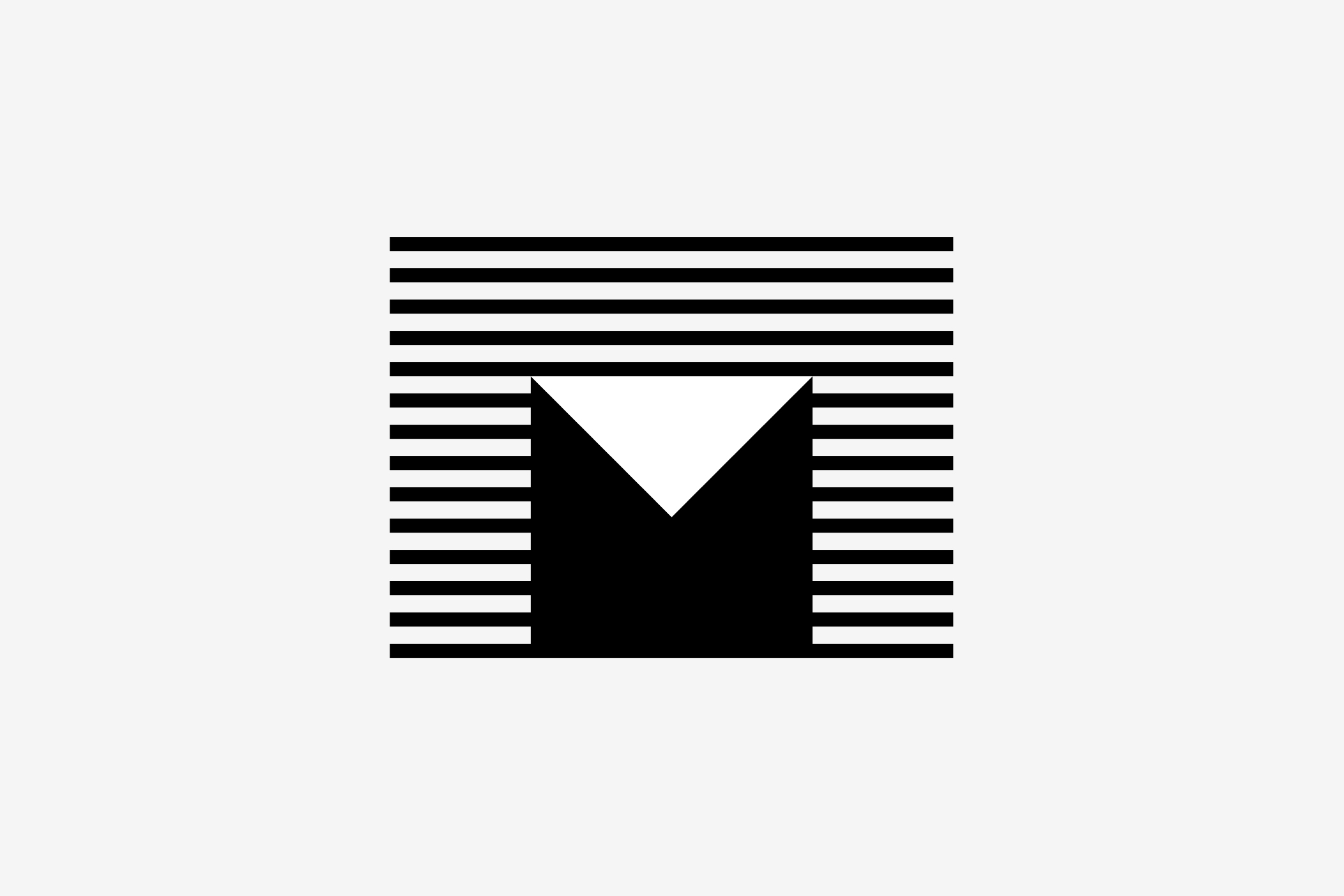 Geometric logo with central M shape emerging from horizontal lines
