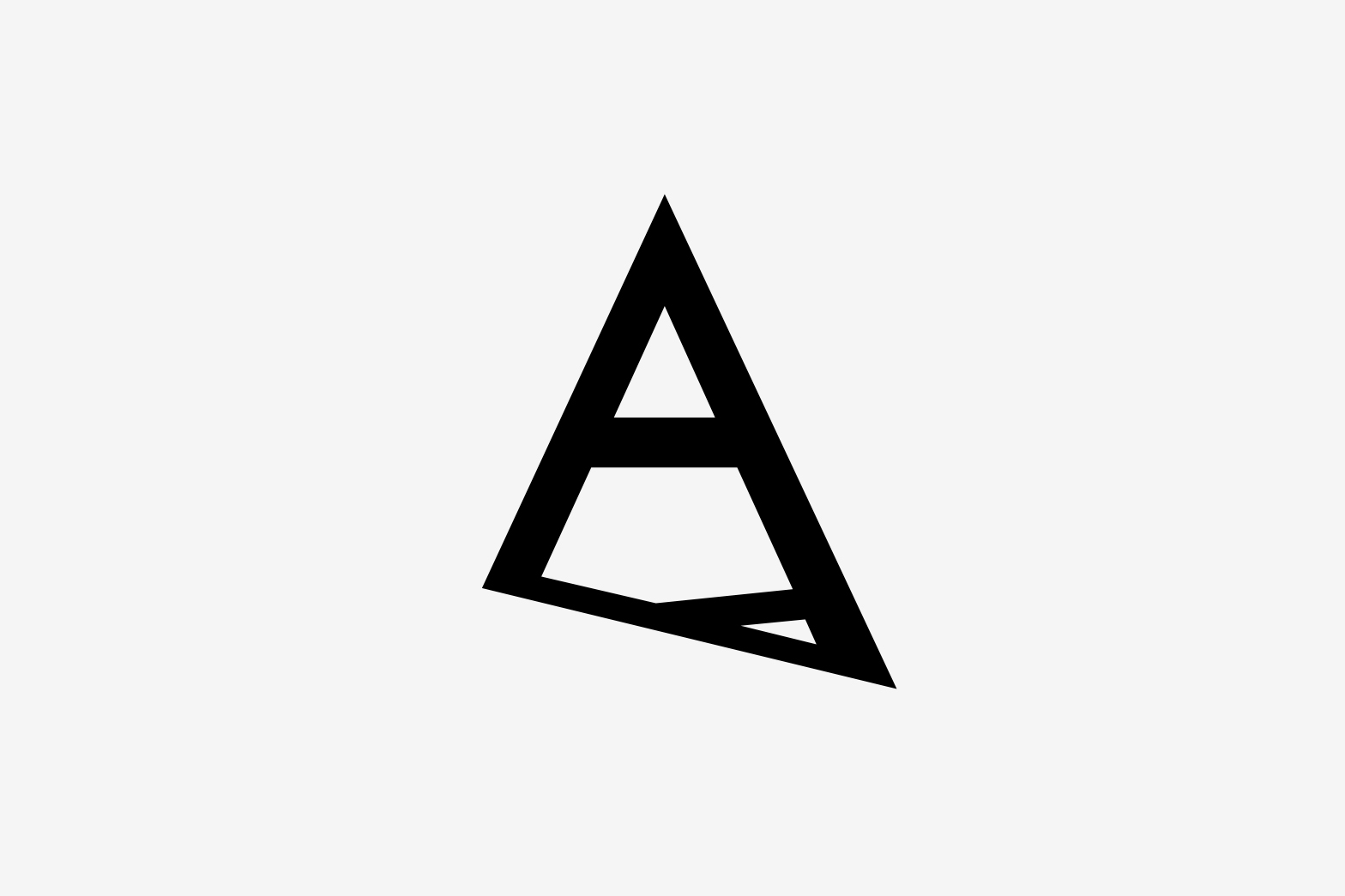 Angular letter A logo with open triangular geometric construction