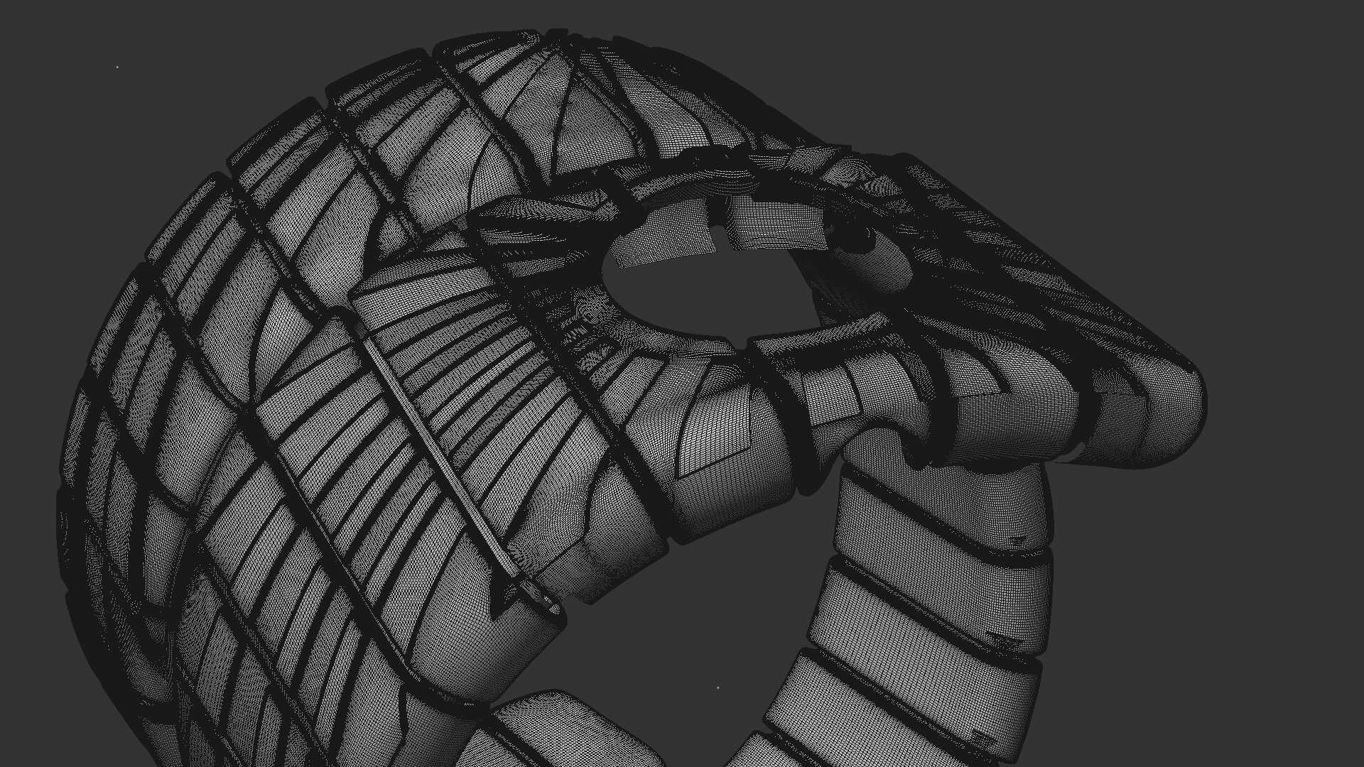 3D wireframe of articulated tubular jewelry structure