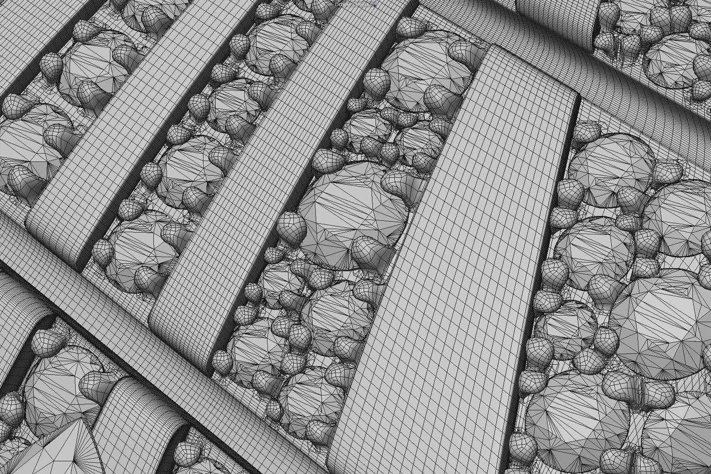 •	detailed wireframe of gemstone setting and surface topology