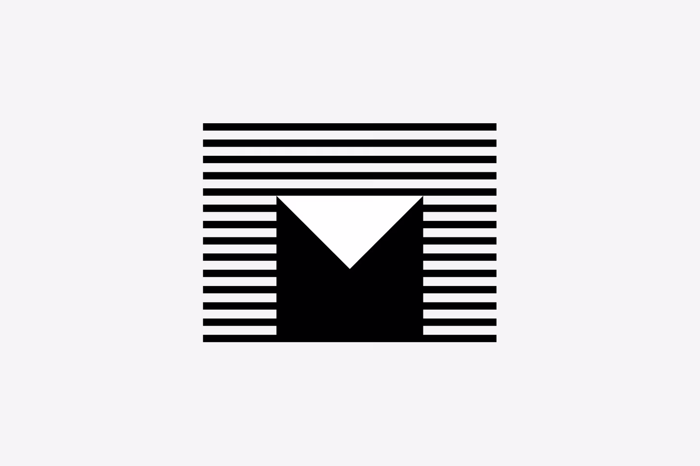 Geometric logo with central M shape emerging from horizontal lines