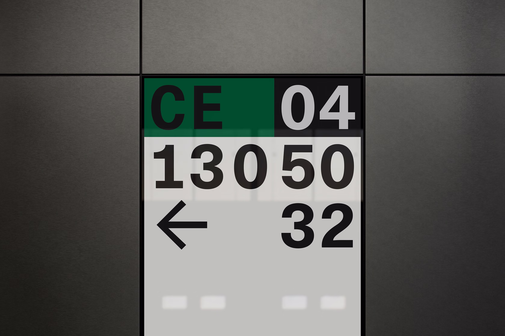 industrial signage panel with numbers and directional arrow