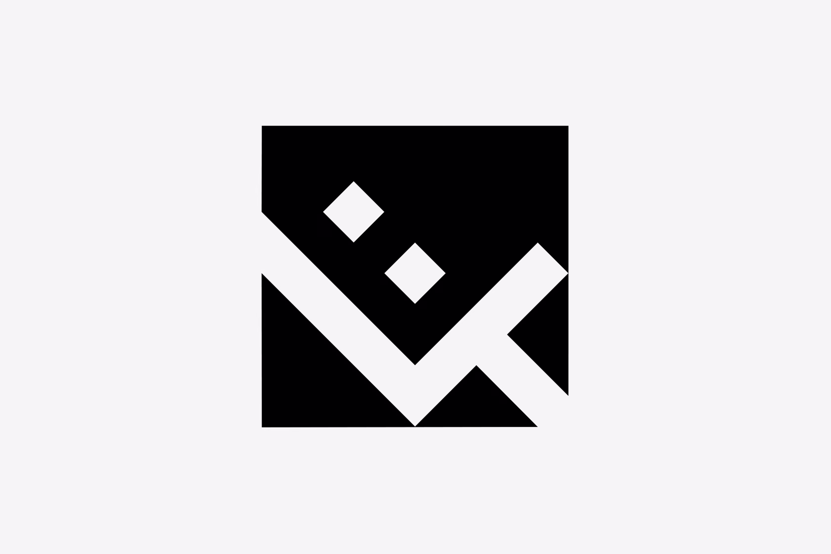 Abstract geometric logo with diagonal shape and embedded square elements