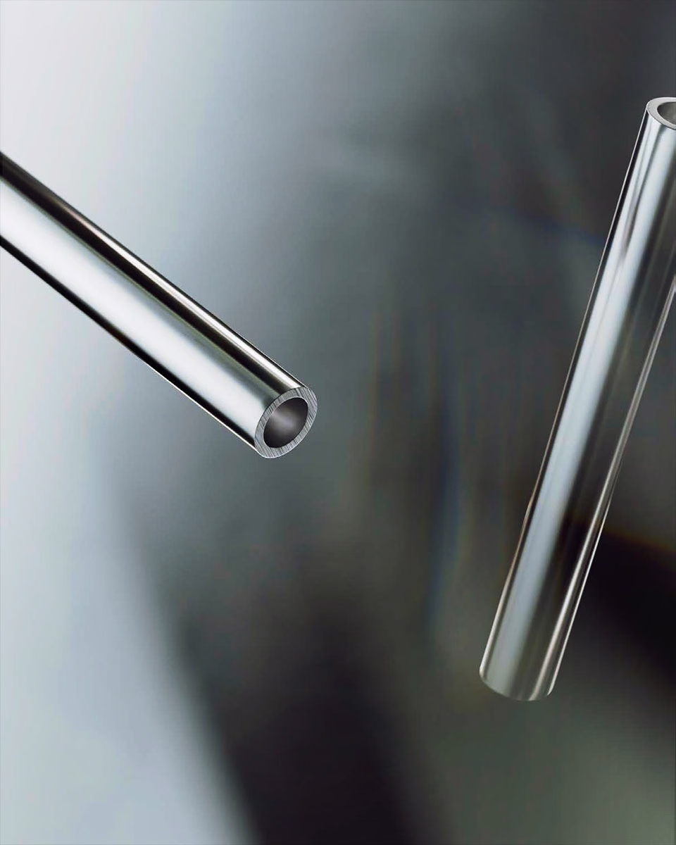 close-up of steel surface with subtle light reflections and color dispersion