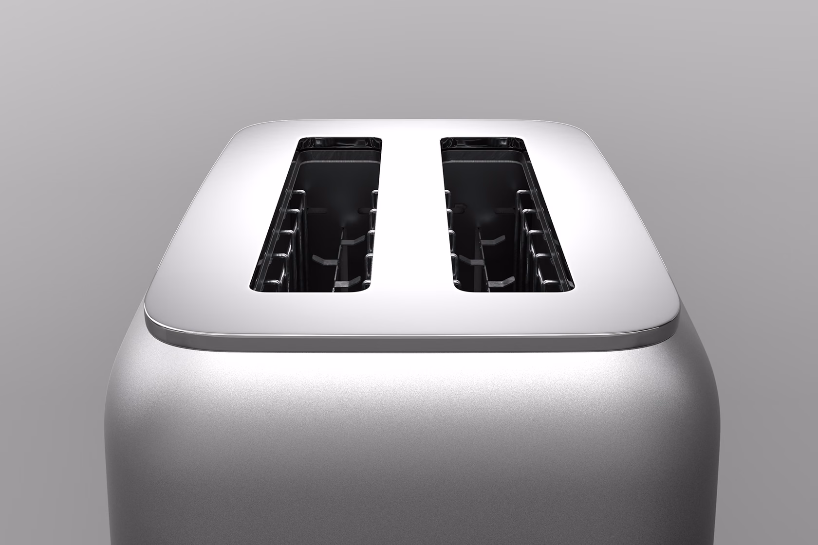 top view toaster with clean geometry and soft studio lighting