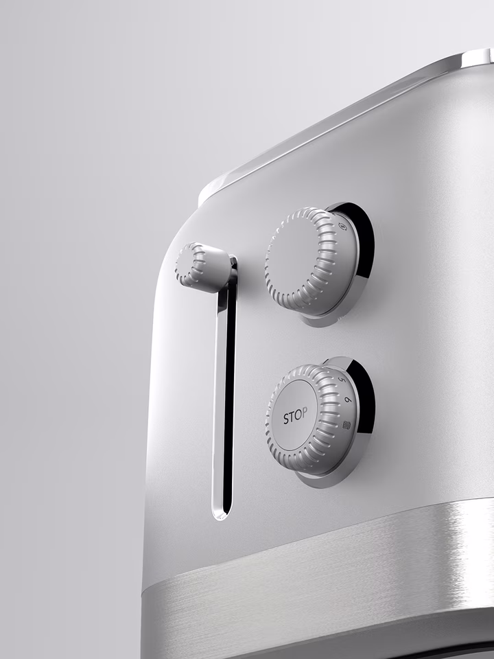 product design packaging design toaster controls brushed metal knobs